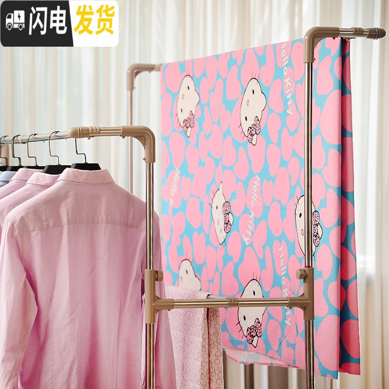 三维工匠不锈钢伸缩晒衣架阳台大型升降晾衣杆落地折叠晾衣架室内外凉被架 至尊版2.0米(加厚方管交叉架)带滑轮 大