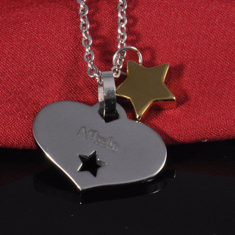 梦克拉Mkela钨金吊坠项链 幸运甜心 心形吊坠Lucky 朋克风格图片