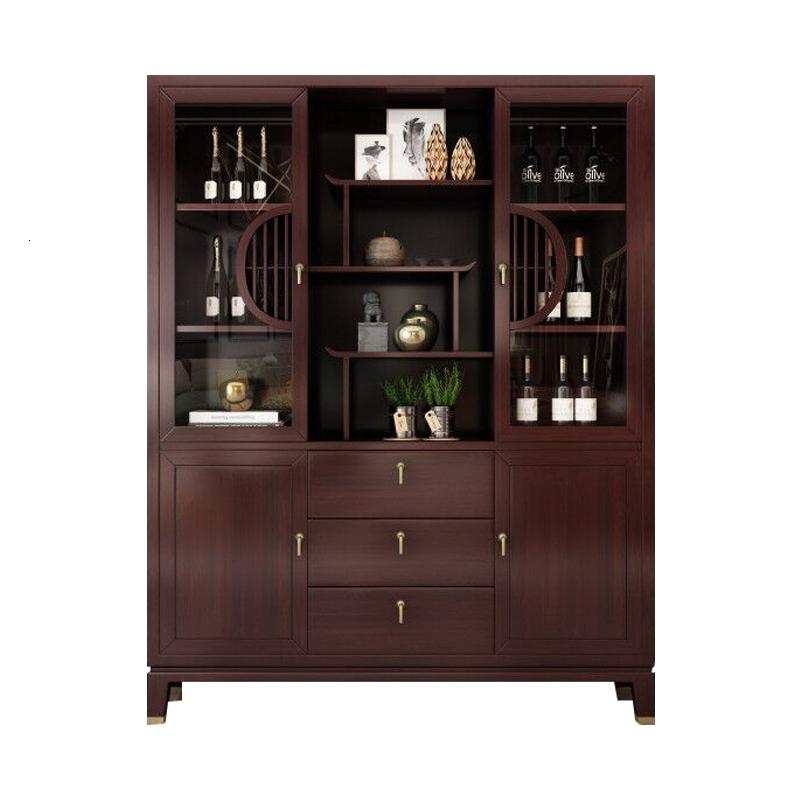新中式酒柜实木厅柜现代中式靠墙餐边柜客厅展示柜红酒架储物柜