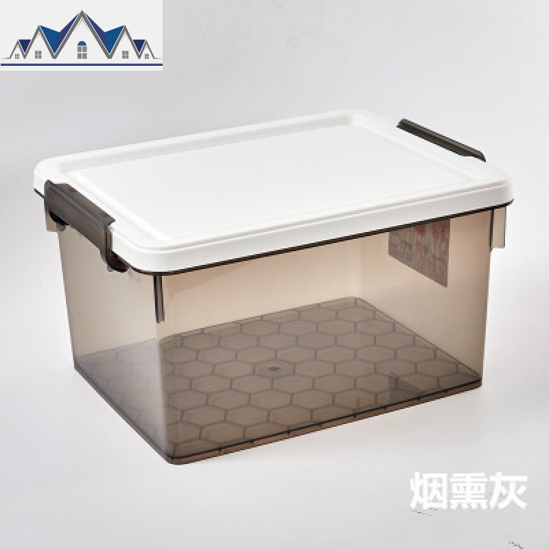 正派加厚收纳箱X6268\6269\6270衣物书籍家用玩具整理箱_4_859 烟熏灰X-6270大号44升（53*37*30.5