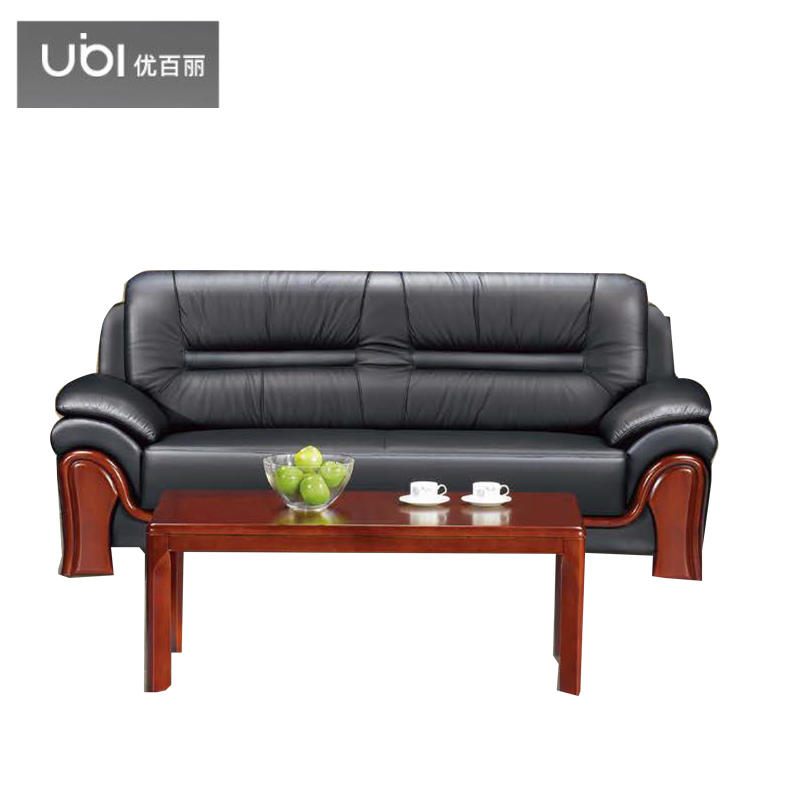 优百丽 F-169 办公室沙发 办公家具 会客接待 现代简约家具 颜色尺寸可定制 三人位（黑色牛皮）