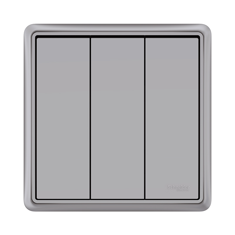 施耐德电气 智意系列星云灰色开关插座 新国标五孔电源插座86型墙壁开关 电源面板16A空调五孔10A开关多孔 新品 智意系列-星云灰 三开单控