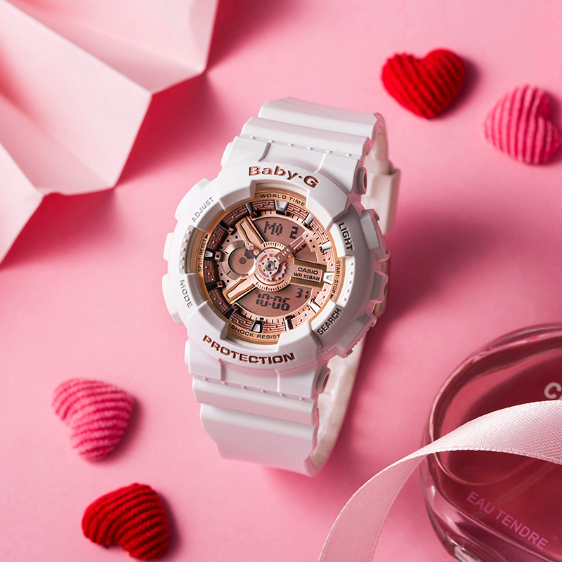 卡西欧(CASIO)通用手表 BABY-G 防震防水双显运动手表电子表女 100m防水 BA-110-7A1