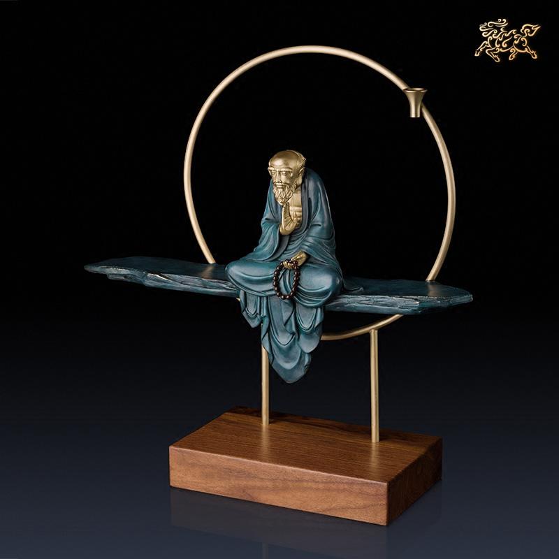 美帮汇全铜摆件《 达摩思禅(倒流香)》家居饰品 铜工艺品高清大图