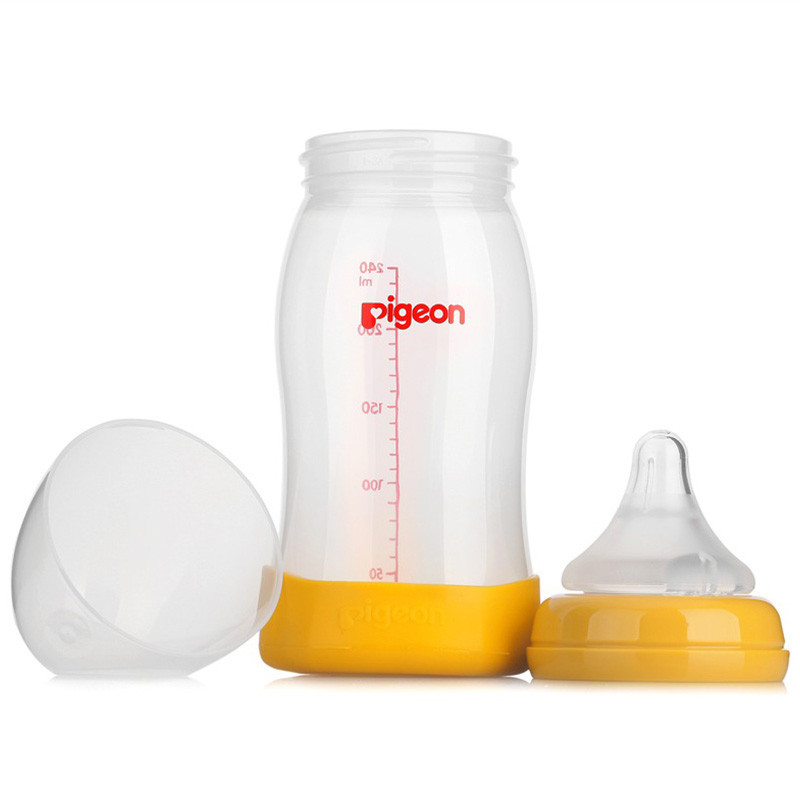 贝亲(Pigeon)自然实感宽口径PP奶瓶240ml(黄色)AA96