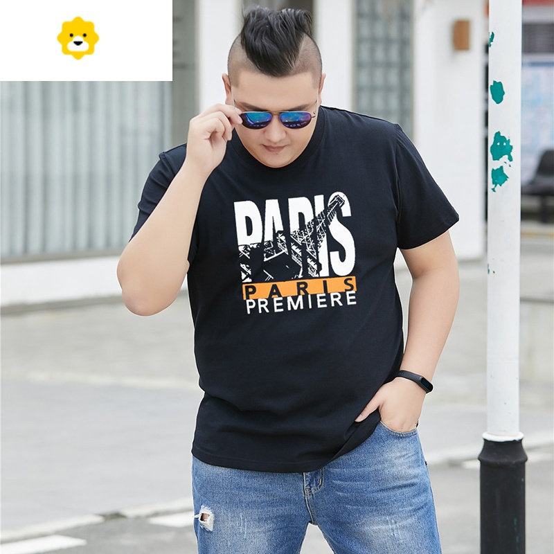 fishbasket季男圆领短袖t恤加肥加大码胖子宽松半袖上衣t肥佬运动汗衫