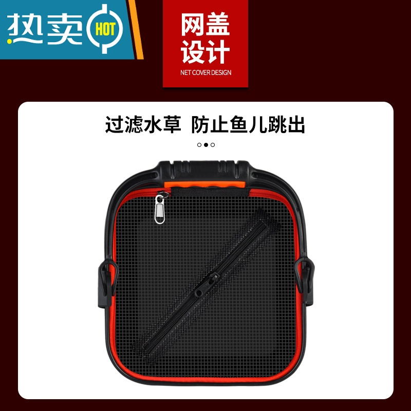 敬平钓鱼打水桶鱼箱装鱼鱼桶加厚折叠式取小水桶专用打水提水桶洗手桶 蓝色方桶提手款[小号]+4.5米打水绳