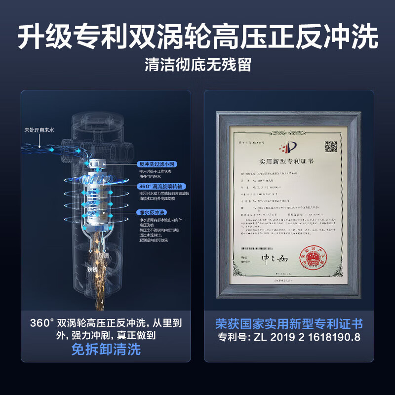 海尔(Haier) 前置过滤器 全新升级6.3T大通量反冲洗家用大通量 全屋中央净水器过滤器自来水管道过滤器 HP35高清大图
