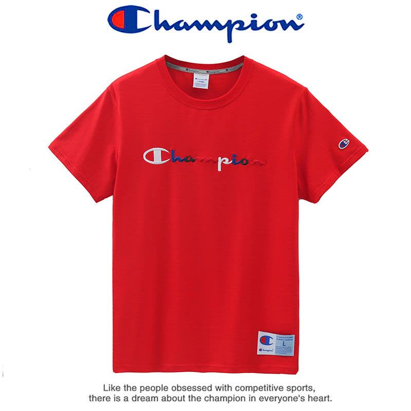 Champion 冠军夏季短袖T恤女士情侣同款圆领INS风潮刺绣运动T恤男图片