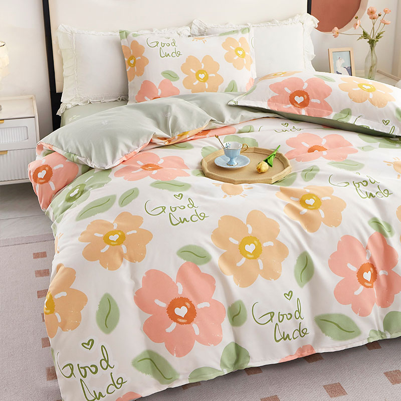唐纳家纺 铂金棉四件套-阳光花朵 200*230CM- TN-KT24018高清大图