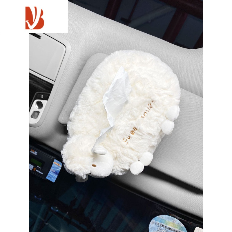 三维工匠可爱小羊车载纸巾盒汽车用创意卡通遮阳板车内扶手箱多纸抽盒 小羊头枕单个