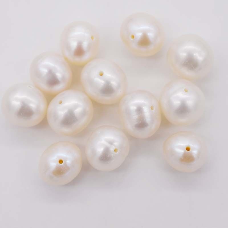 白色单颗珍珠89mm5个珍珠微瑕89近圆天然淡水裸散珠强光项链单颗粒通