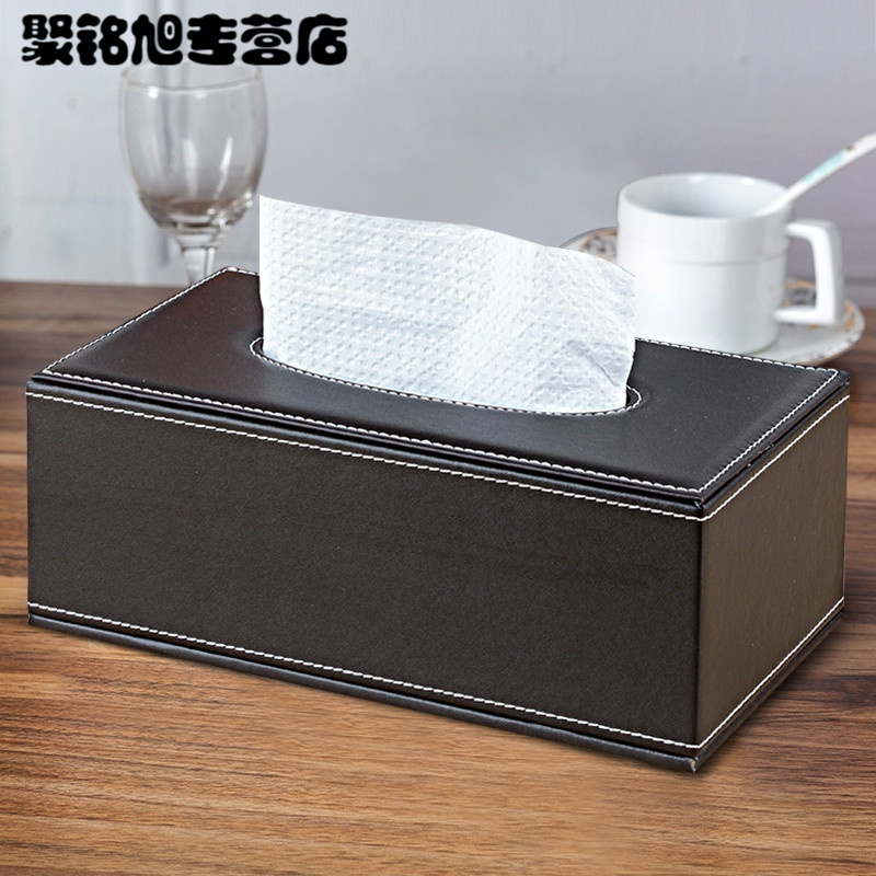 创意车用纸抽盒简约皮革餐巾抽纸盒家用纸巾盒大号欧式纸巾盒-纸巾盒咖色牛皮纹大号