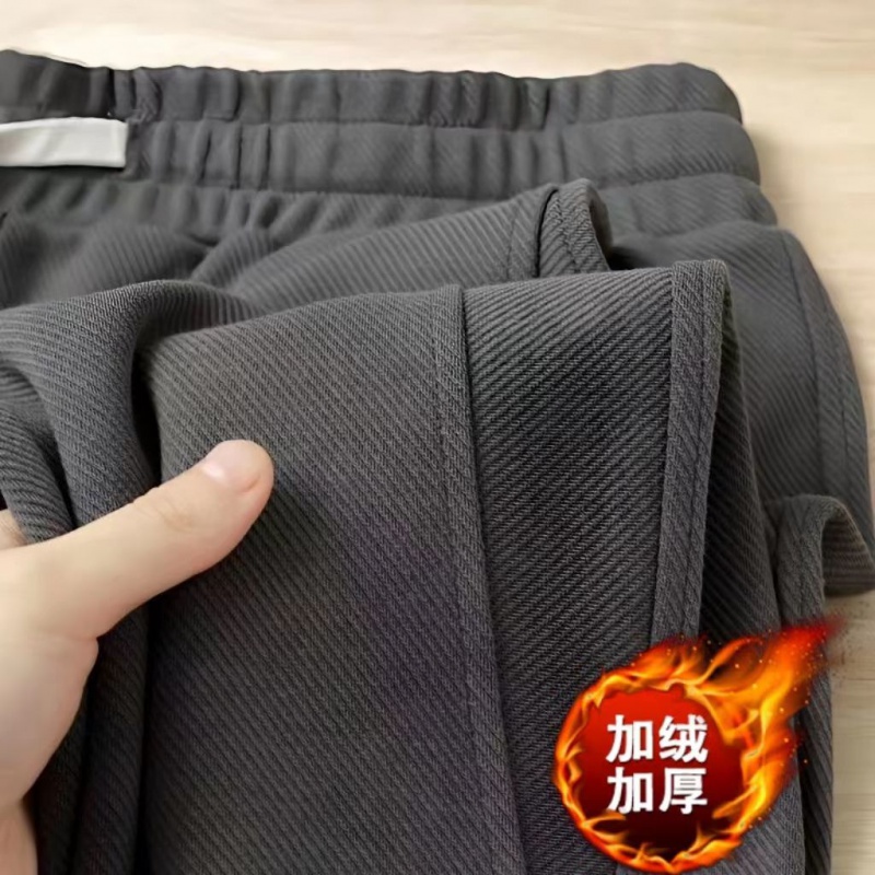 冬季美式重磅男休闲裤加绒加厚斜纹棉束脚长裤男士运动裤宽松卫裤 4XL建议170-190斤 灰色【冬季加绒加厚】