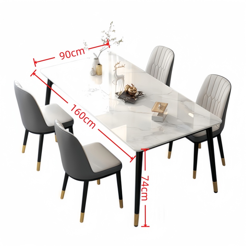 悦兴诚岩板餐桌长160cm+4椅套高清大图