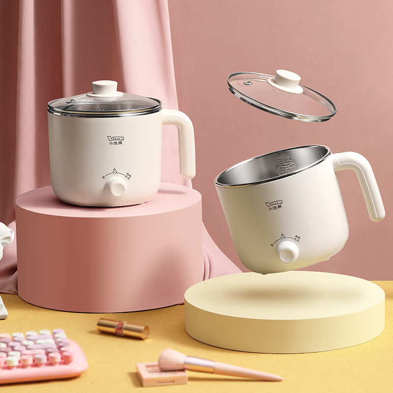 小浣熊 电煮锅宿舍学生家用多功能蒸煮一体小型电锅1-2-3人电热锅 XHX-A28电煮锅-白色高清大图