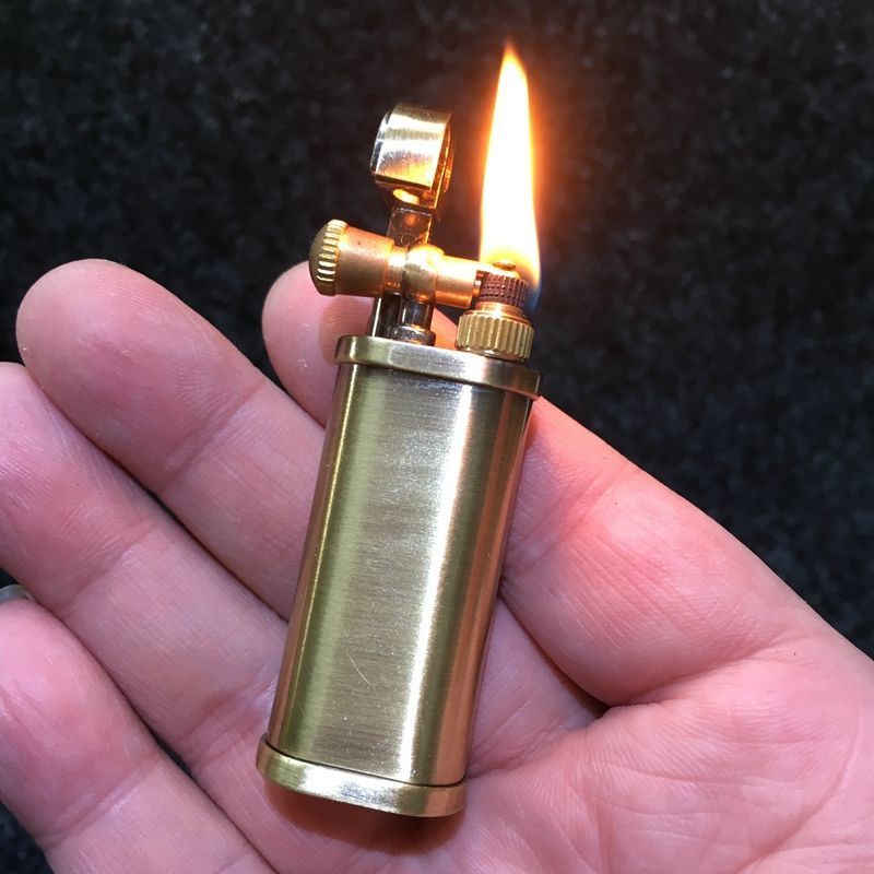 老式侧拨煤油打火机搓轮怀旧煤油打火机抬臂点火送火石棉线青铜色