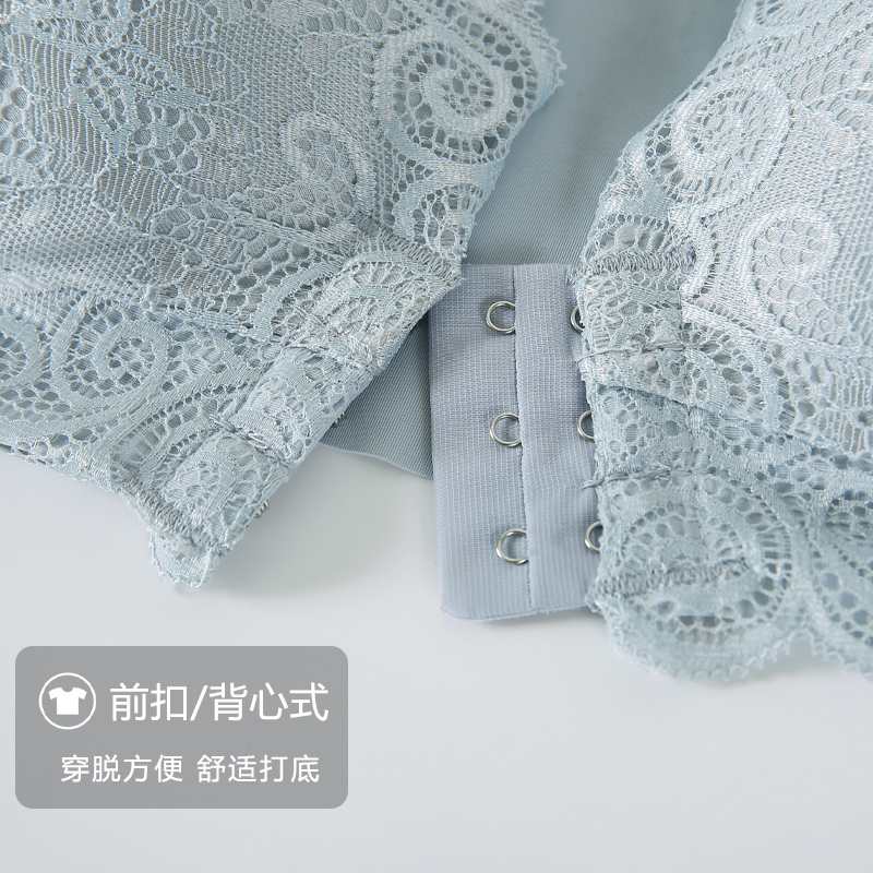 盛世尼曼琐思大码胖mm前扣文胸无钢圈薄款聚拢美背背心式前排扣内衣胸罩
