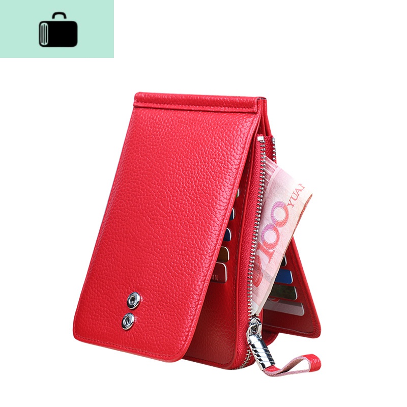 防盗刷防消磁卡包男士20多卡位超薄钱包女皮卡夹大容量银行卡套NEW LAKE 红色荔枝纹26卡