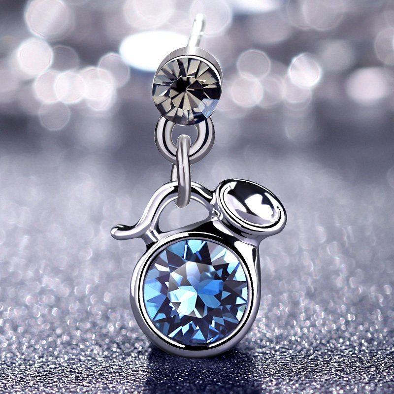 十二星座水晶耳环女采用施华洛世奇元素s925银针耳坠耳饰品 水瓶座