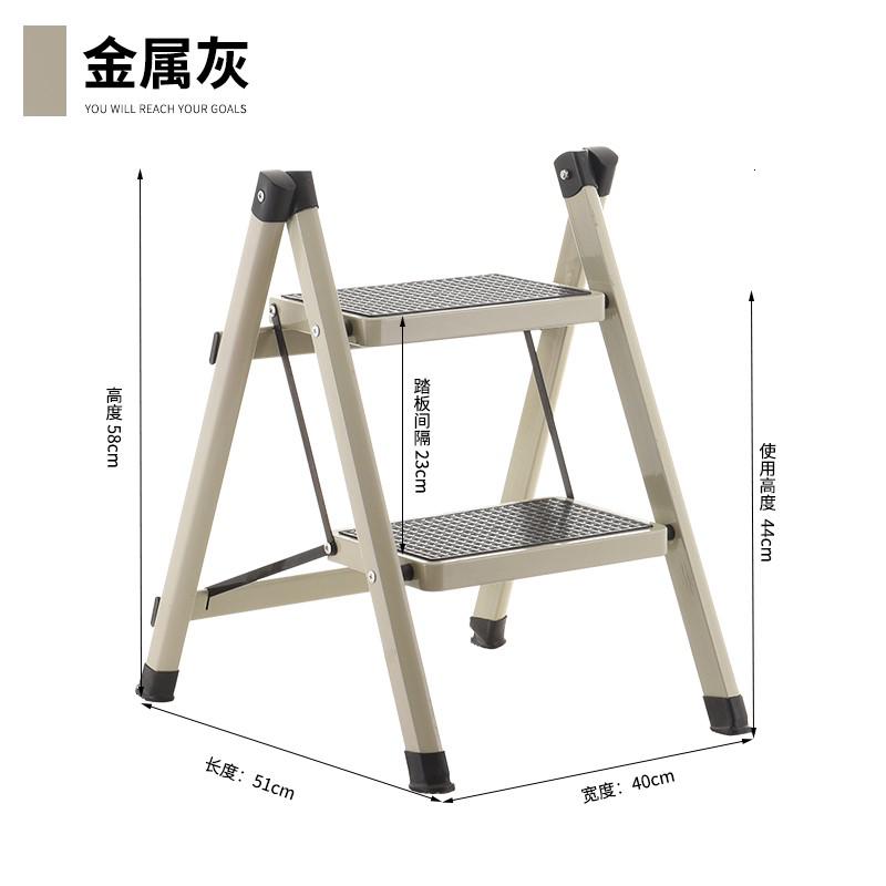 小型迷你舞台简约梯子家用折叠架子非绝缘收缩凳书架高低凳脚踏电 三维工匠 金属灰A8家用梯高清大图