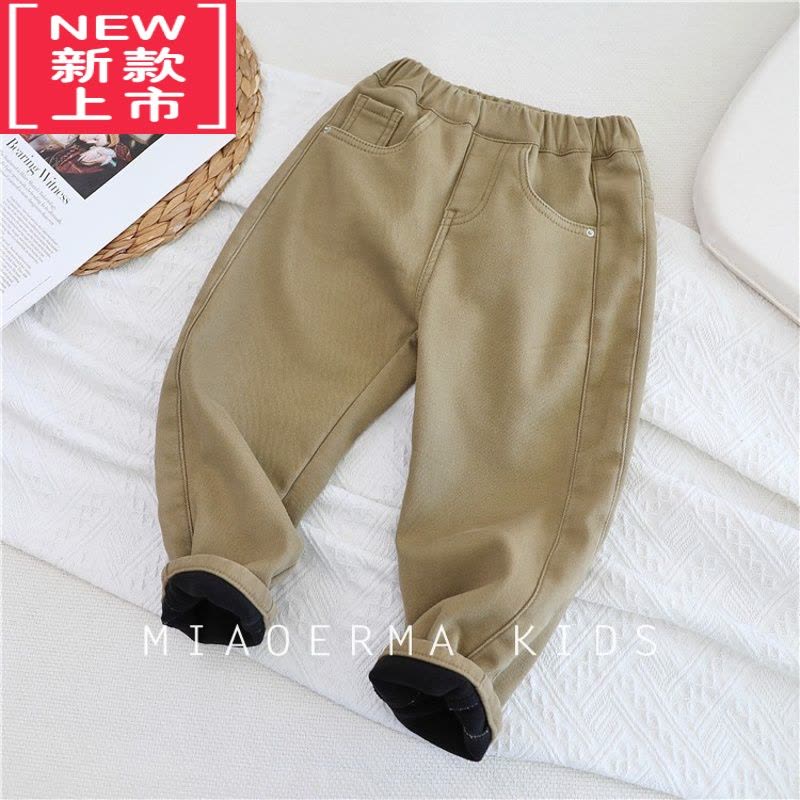 可莉允渺儿妈儿童加绒休闲裤2022新款冬季男童保暖一体绒裤子中大童长裤保暖裤图片