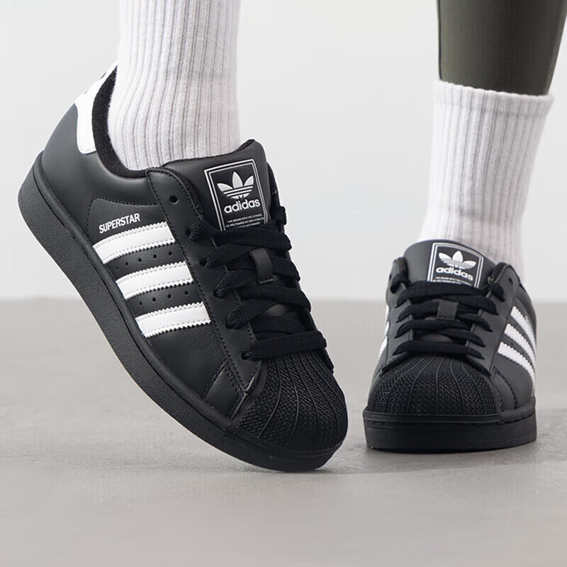 阿迪达斯 (adidas) 三叶草男女鞋新款经典贝壳头板鞋休闲鞋JQ3220 ZP JI0079/黑色/白色 41