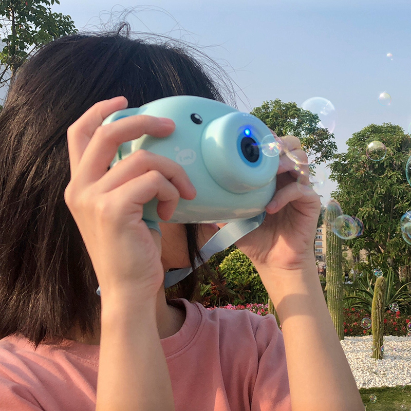 泰真小猪全自动泡泡机蓝色网红少女心照相机吹泡泡枪棒男孩女孩户外儿童玩具