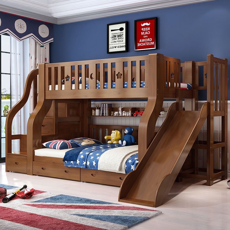 全实木儿童两层高低床胡桃木床美式子母床上下床上下铺木床双层床