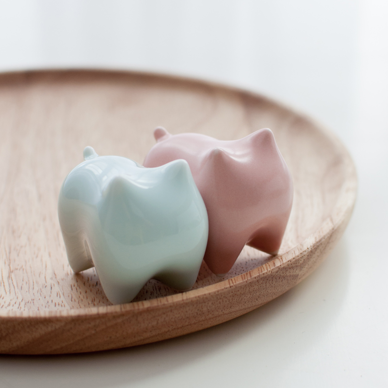 早安猫咪 手工日式家居装饰品 书房办公桌陶瓷小摆件可爱生日礼品 三维工匠 亚光金高清大图