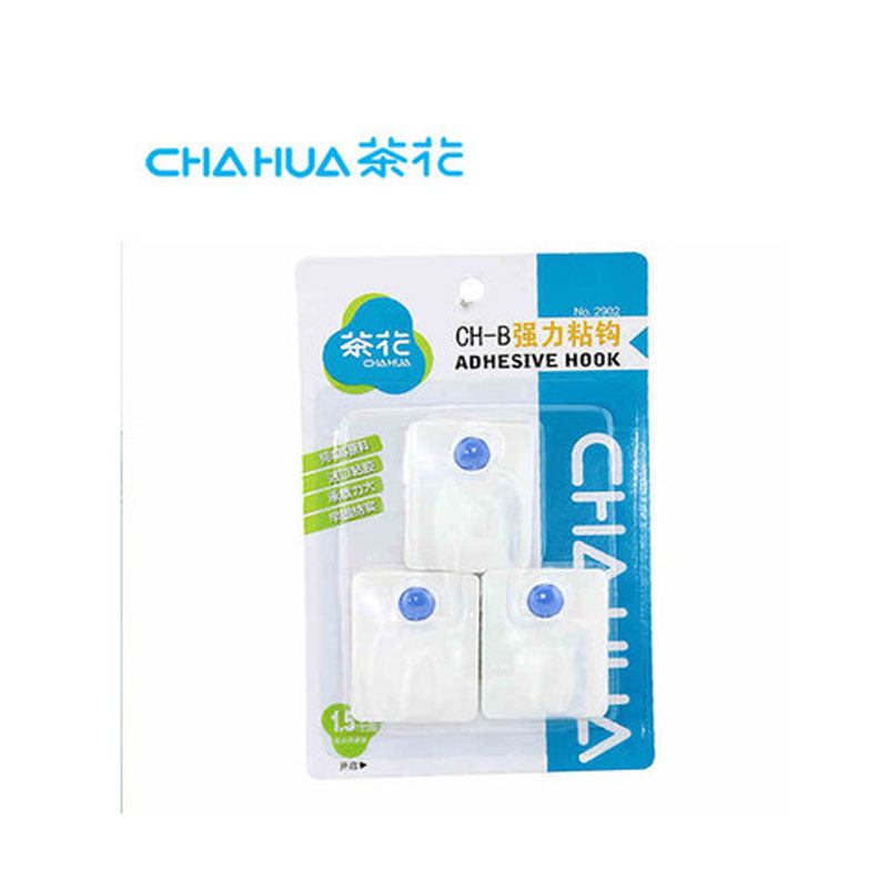 茶花 CH-B2902强力粘钩 塑料粘胶挂钩 (1X3) 2件装