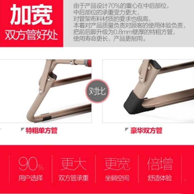 [睡躺两用]加宽多功能折叠椅午休办公室睡床单人床午休床 加固加宽双方管超透气款黑色图片
