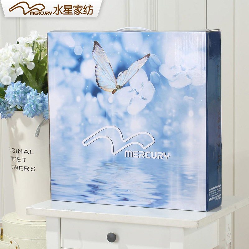 水星家纺MERCURY床上用品三件套夏天凉席1.8米床空调席仲夏之蓝冰丝席凉席套件其他图案