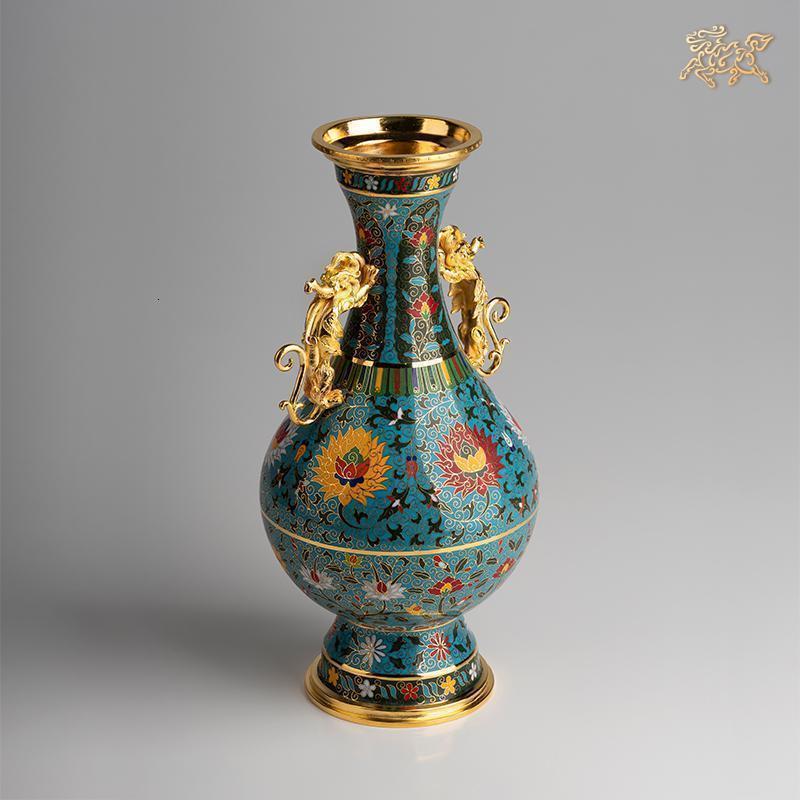 美帮汇全铜摆件《景泰蓝龙耳瓶》家居饰品 铜工艺品 摆件高清大图