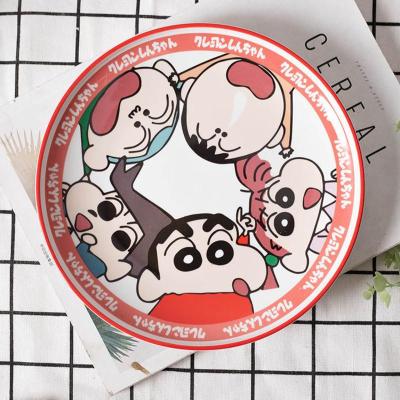 卡通ins陶瓷盘蜡笔小新不二家少女趣味动漫学生儿童盘子创意可爱 春日部防卫队