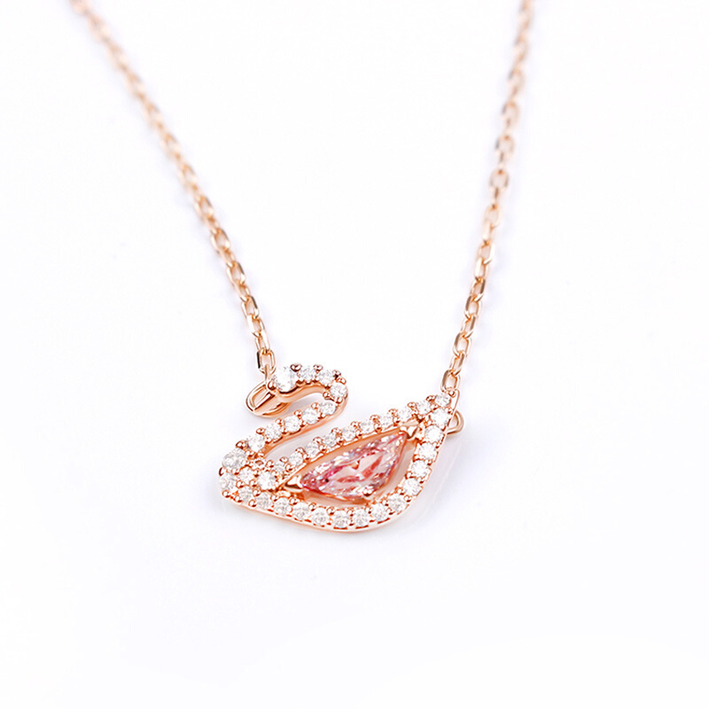 swarovski施华洛世奇新款粉钻天鹅水晶女项链锁骨链
