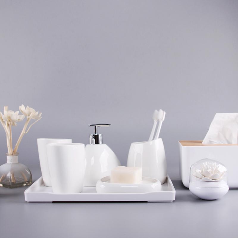 日式卫浴五件套简约陶瓷洗漱四件套浴室用品套装件结婚洗漱套装