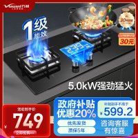 万和(Vanward) 一级能效天然气燃气灶JZT-T5L95 定时灶5.0kW大火力 台式嵌入式燃气灶 钢化玻璃面板