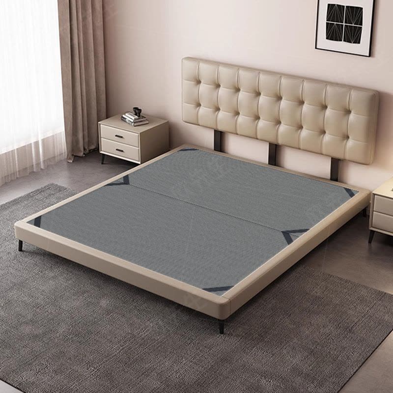 极窄系列头层牛皮床主卧次卧双人大床实木真皮极简婚床图片