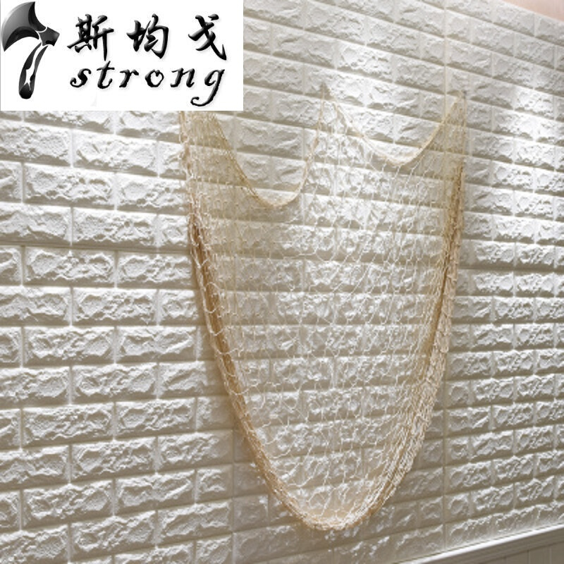 网格照片墙ins装饰悬挂渔网简约现代纸相框diy相片墙麻绳夹子挂墙1米*2米米色渔网送20个彩色木夹13无痕钉