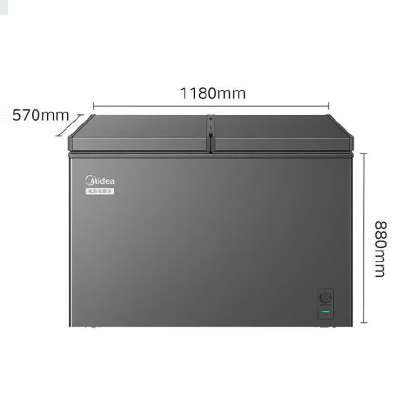 美的(Midea)商用家用冰柜 双温双箱囤鲜 大容量 蝶形门卧式冰箱 云砂灰 MR-271VM高清大图