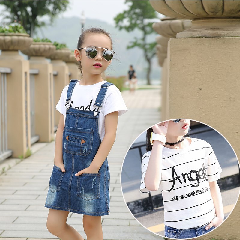 女童牛仔裙背带裙童装洋气夏装2018新款中大童韩版儿童连衣裙子潮