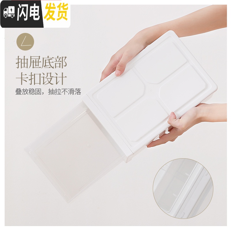 三维工匠2件装 加厚桌面收纳盒抽屉式学生文具化妆品塑料遥控器储物箱高清大图