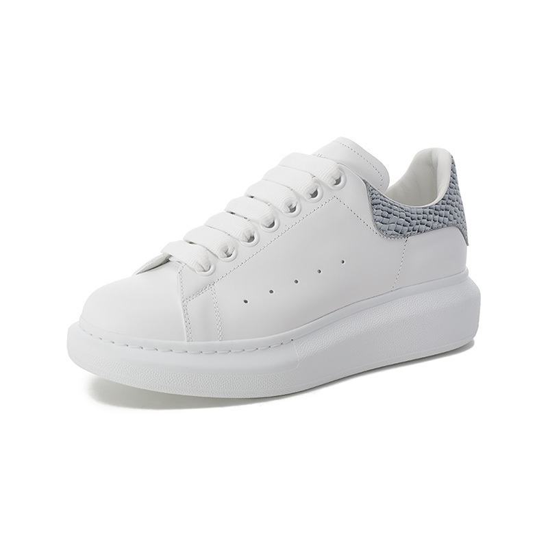 亚历山大麦昆alexandermcqueen女士牛皮革厚底阔型小白鞋系带休闲运动