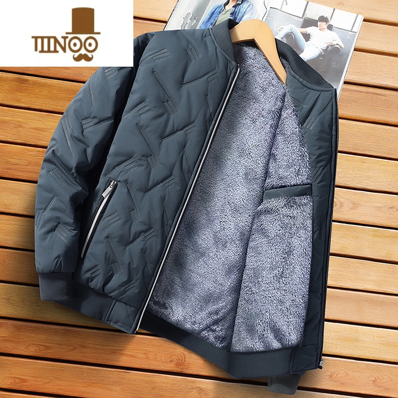 YANXU冬季加厚外套男式青年加绒棉衣夹克厚款外衣立领保暖防风休闲棉服高清大图