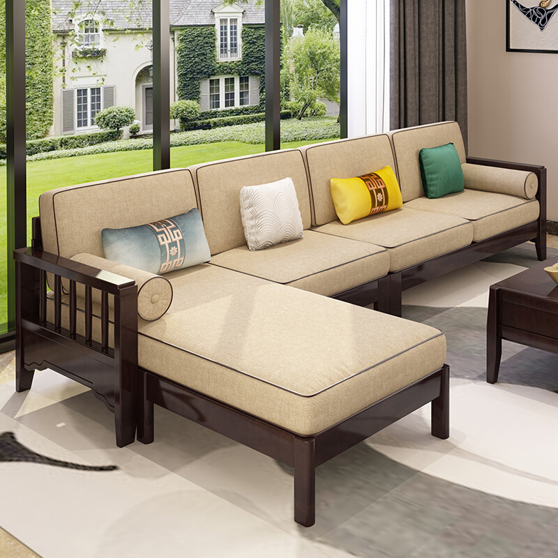 木帆家居(mufan-home) 沙发 实木沙发 现代中式沙发 l型组合沙发 木质