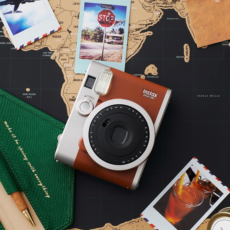 富士(FUJIFILM)INSTAX 一次成像相机 MINI90相机 银棕 自动对焦 复古造型
