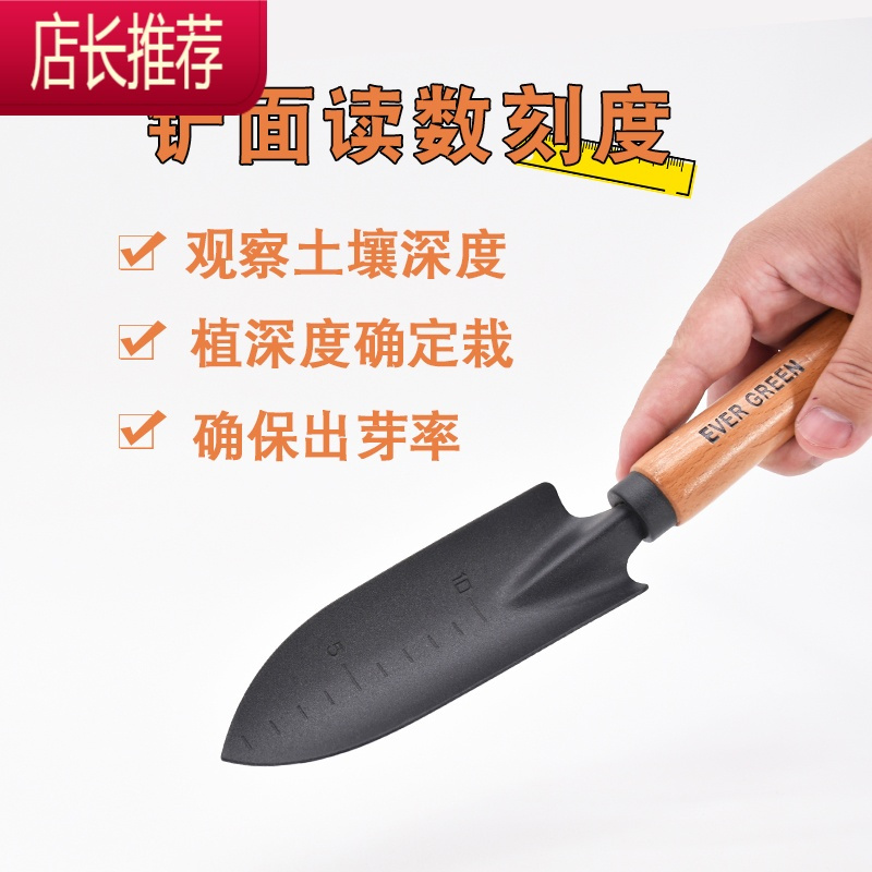 小花铲碳钢加厚小铁锹家用耐用木柄家庭花园种花用JING PING