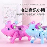 儿童拉绳玩具婴儿牵绳蜗牛宝宝拉线纤绳电动音乐拖拉学步男孩女孩 粉色学步小猪 带灯光音乐_促销 出厂配置