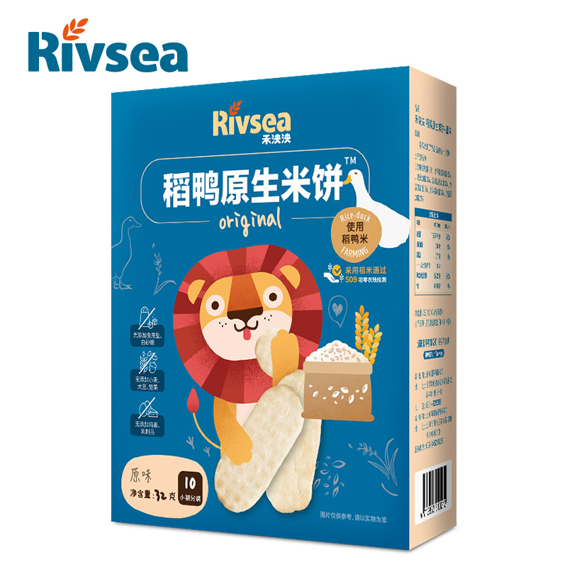 禾泱泱(Rivsea)宝宝零食无添加白砂糖盐稻鸭米饼原味32g儿童辅食磨牙棒饼干高清大图